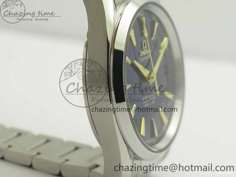 0127 Aqua Terra 150M SS VSF 1:1 Best Edition Blue Wave Textured Dial YG Hand on SS Bracelet A8500 Super Clone Sporty 8026